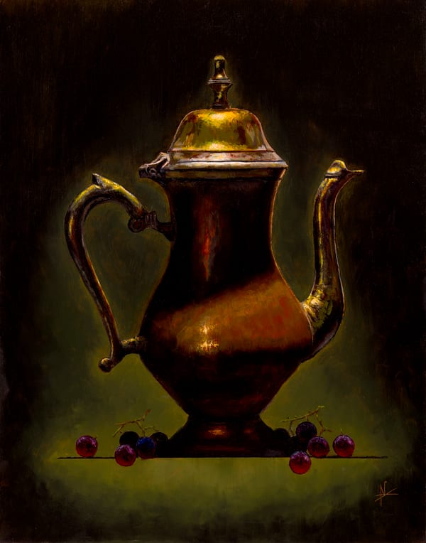 Tarnished Coffee Pot by Natasha Baker