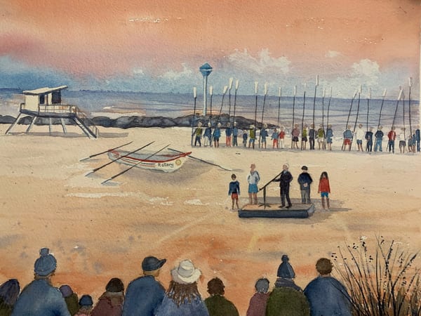 Anzac Dawn, City Beach Surf Club by Margaret Delane