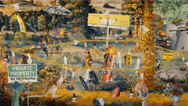 big things, clive, ned, ned on horse, star wars, brett, margaret, my uncle's car, fancy soap, slappy machines, the libs nuclear station finally built, kangaroos, an afl ball, aukus sub, that airline that went bust that my late grandfather had heaps of…, 2026 by Jackson Farley