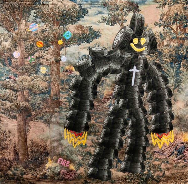 sometimes all it takes is a tyre monster clearing the fields to realise maybe you’ve been a bad little boy, 2026 by Jackson Farley