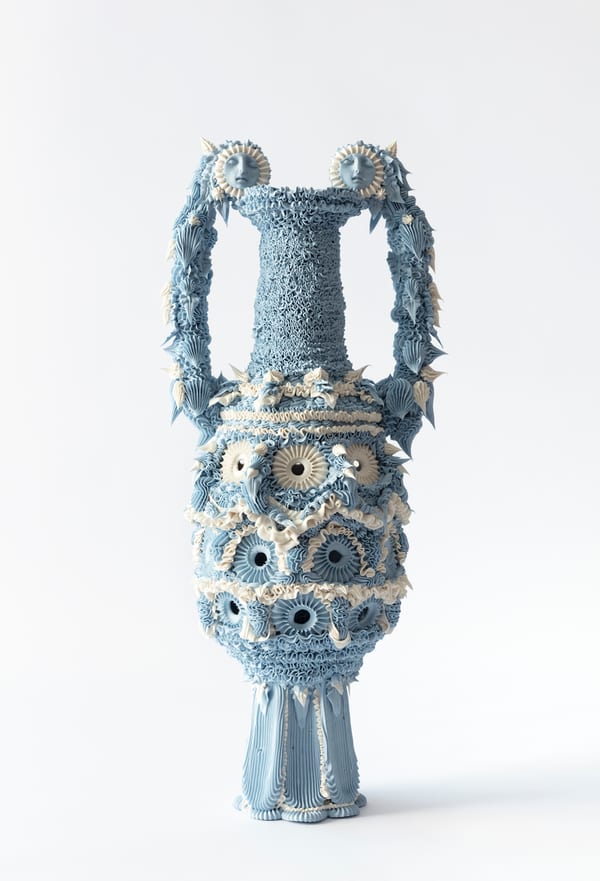 Superfluous Volute Urn With Poke Holes, 2026 by Ebony Russell