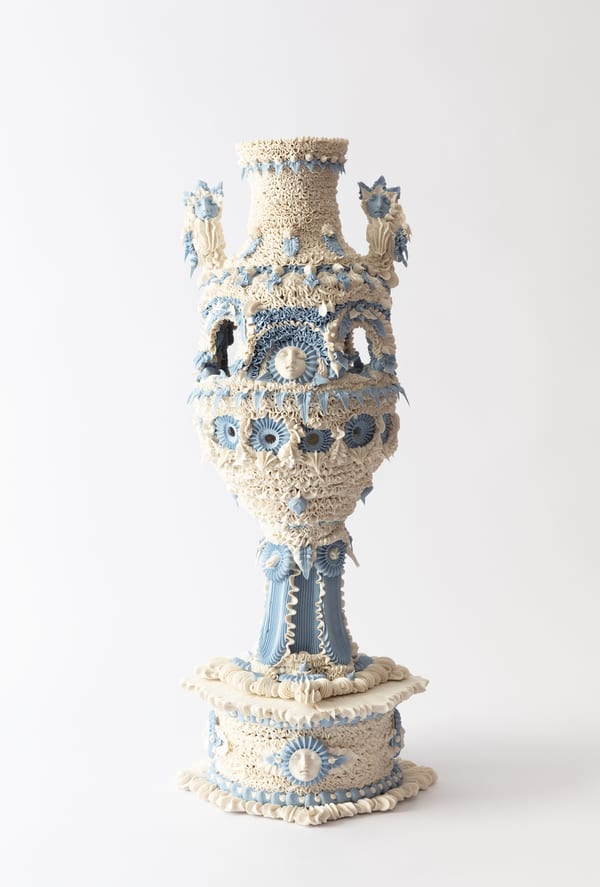 Superfluous Architectural Grotto Urn With Mascarons And Pedestal, 2026 by Ebony Russell